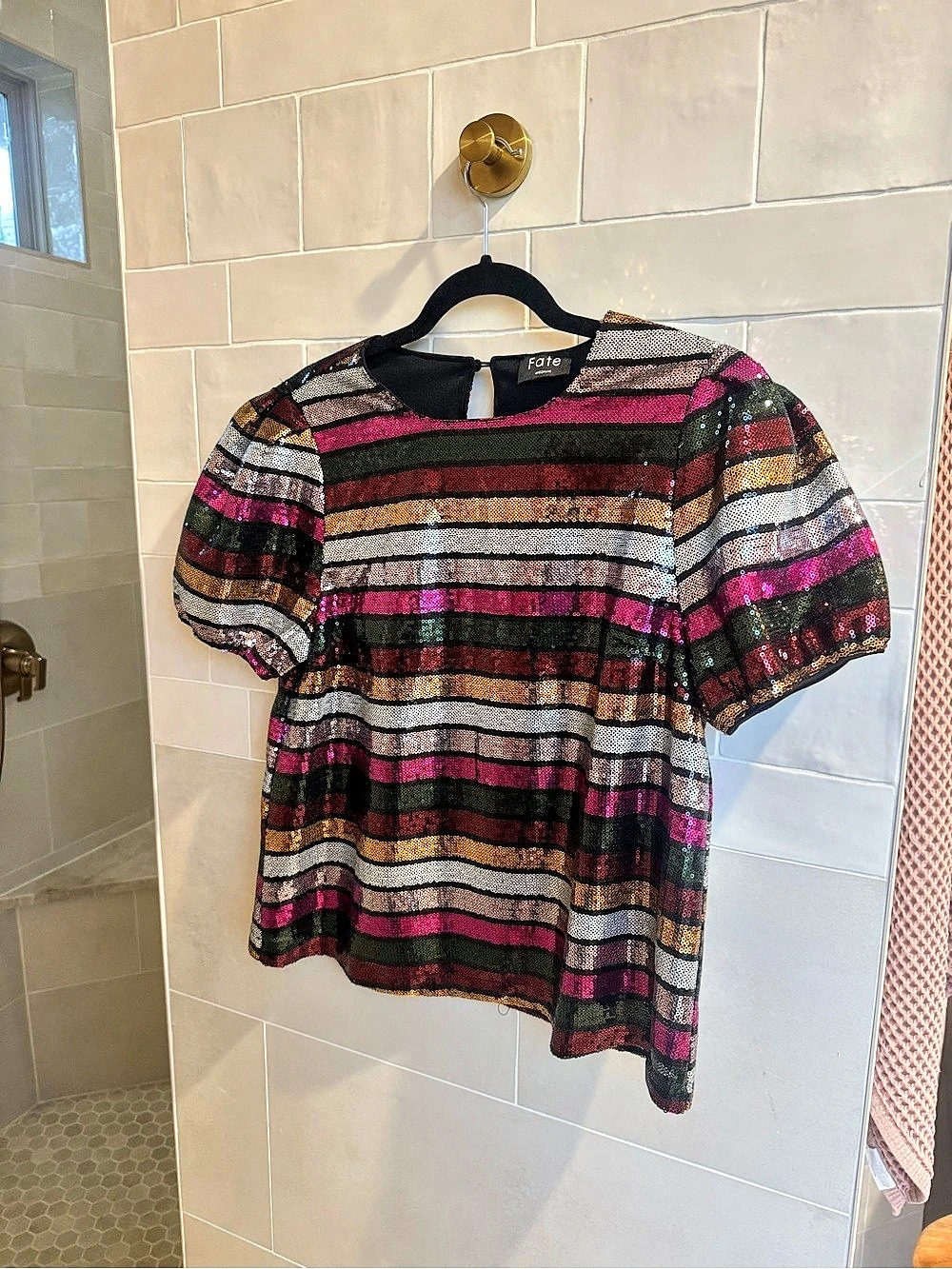 Fate Striped Sequin Top. Size Medium. Great for holidays or New Years